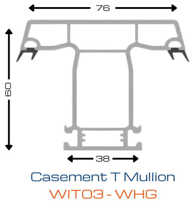 WORTHIT Casement T Mullion WIT03-WHG uPVC Profile