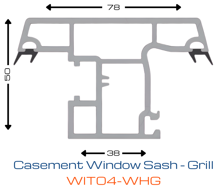WORTHIT Casement Window Sash Grill WIT04-WHG uPVC Profile