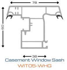 WORTHIT Casement Window Sash WIT05-WHG uPVC Profile