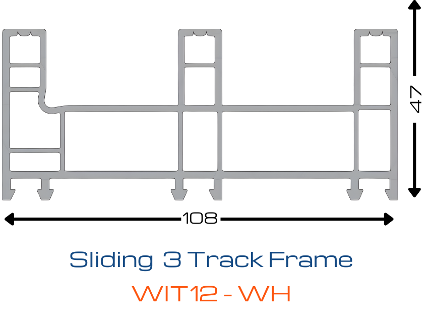 WORTHIT 3 Track Sliding Frame WIT12-WH uPVC Profile