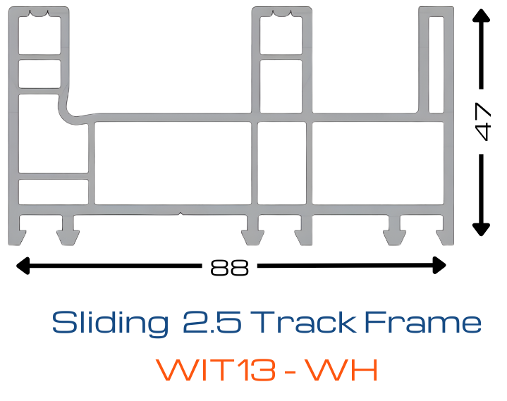 WORTHIT 2.5 Track Sliding Frame WIT13-WH uPVC Profile