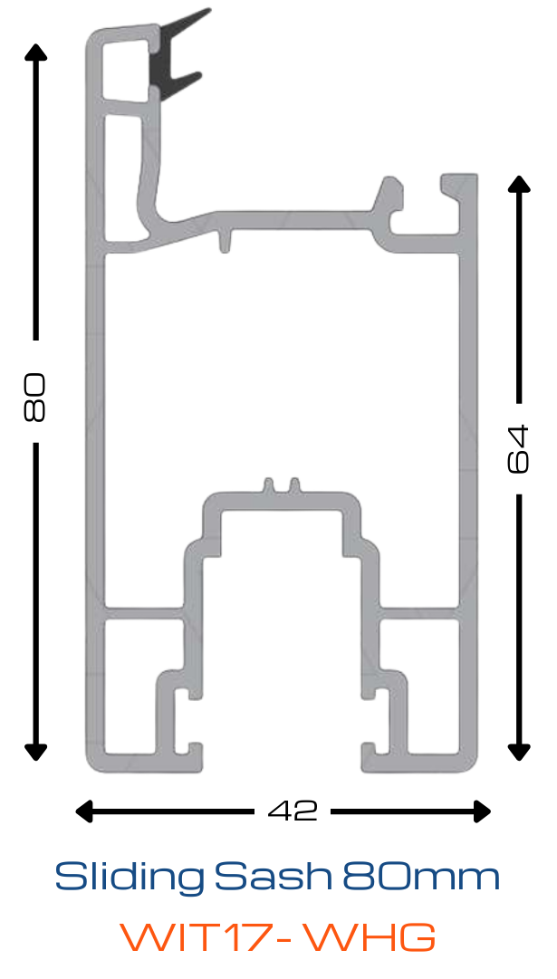 WORTHIT Sliding Door Sash 80mm WIT17-WHG uPVC Profile